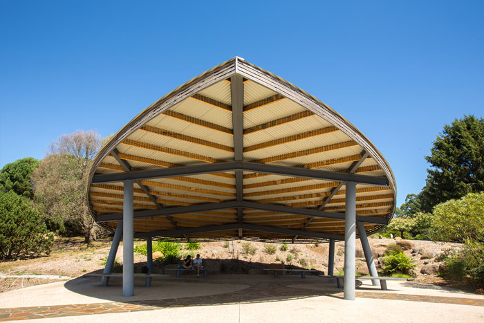 Leaf Rotunda, Mt. Dandenong Ranges Botanic Garden, Olinda, steel structure, design, architecture