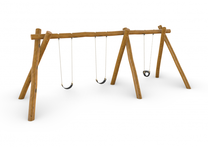 Natural Timber Triple Swing | Activity Playgrounds