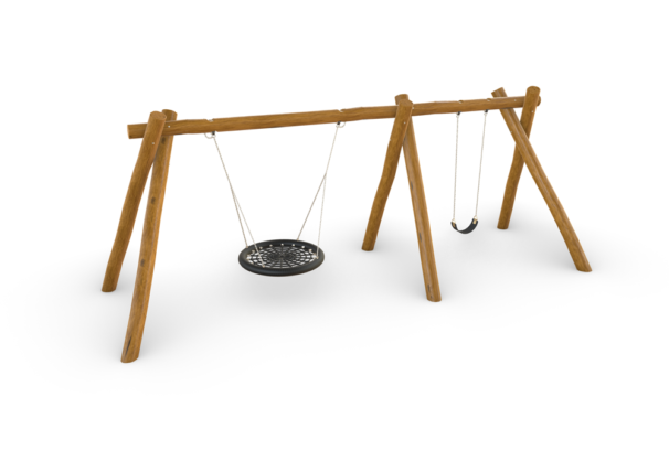 Natural Timber Birds Nest With Single Swing