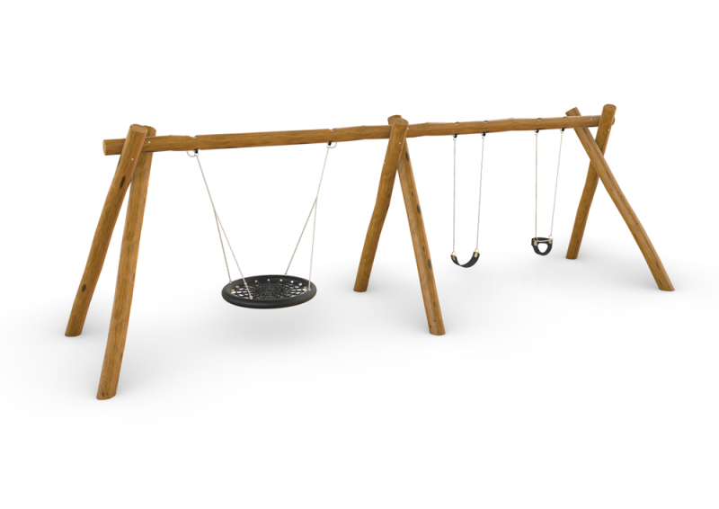 Natural Timber Birds Nest With Double Swing Activity Playgrounds