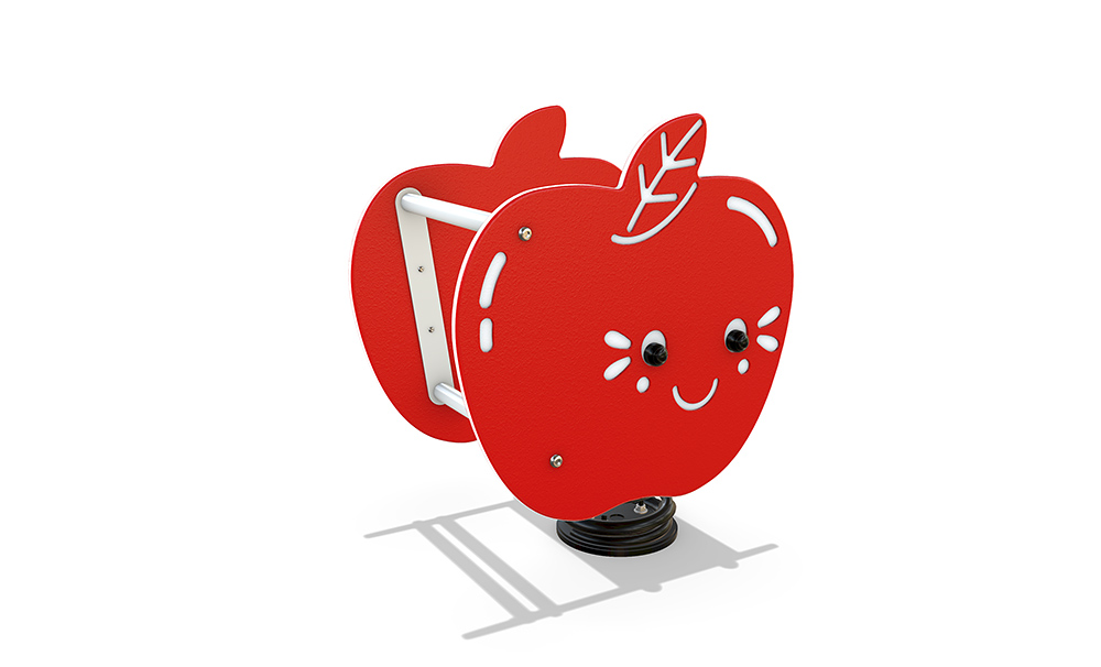 Apple Single Spring Rocker from the Cultivation range featuring a playful apple design with durable HDPE panels, Australian steel construction and spring-mounted motion play for balance and imaginative fun