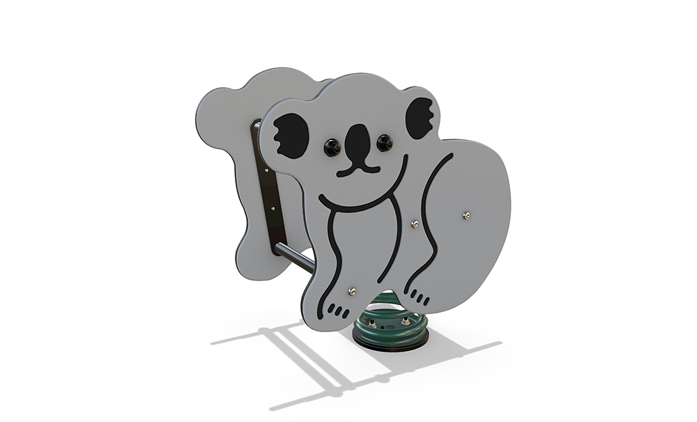 Koala Single Spring Rocker from the Native range featuring a koala-inspired HDPE design, Australian steel construction and spring-mounted motion play for balance and imaginative fun