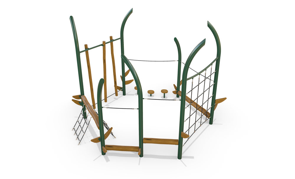 Playground Agility Trail nature inspired hex shaped climbing circuit