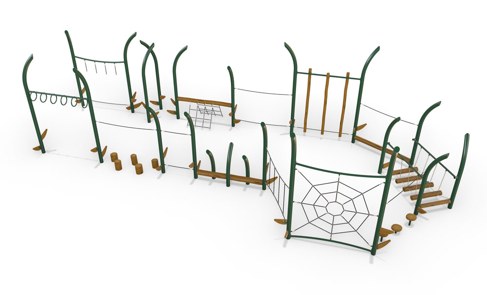 Native inspired playground Agility trail climbing net adventure for kids