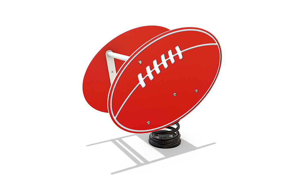 Football Single Spring Rocker featuring a football-inspired HDPE design, spring-mounted motion play and durable Australian steel construction for active imaginative play